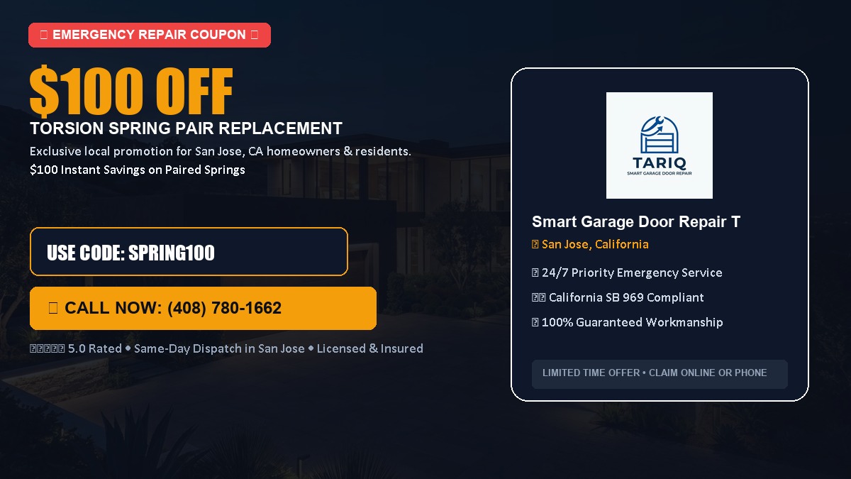 $100 OFF Heavy-Duty Torsion Spring Pair Replacement in San Jose, CA