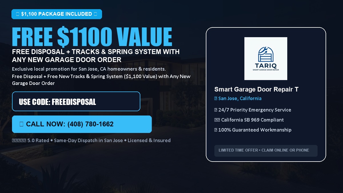 Free Disposal + Free New Tracks & Spring System with Any New Garage Door Order ($1100 Value) in San Jose, CA